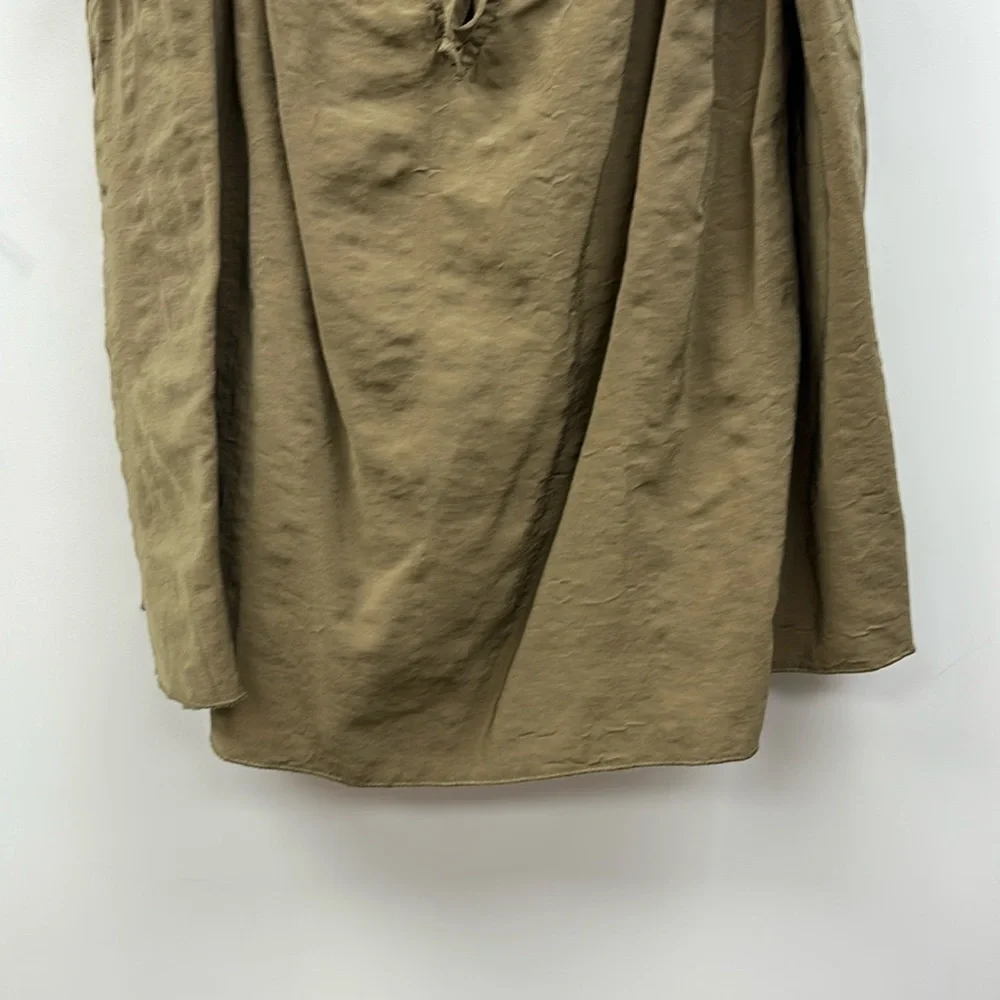 J. Crew Crinkle Keyhole Cami Spaghetti Strap Tank Top Olive Green Large - Picture 6 of 8